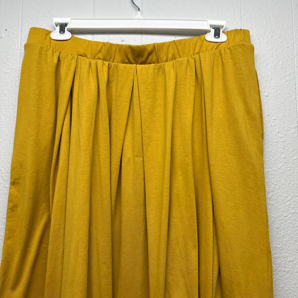 LuLaRoe Womens Pull On Mustard Skirt 3XL Elastic Waist Side Pockets Knee Length - Picture 6 of 10